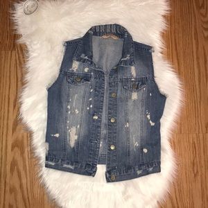 Distressed Jean Vest